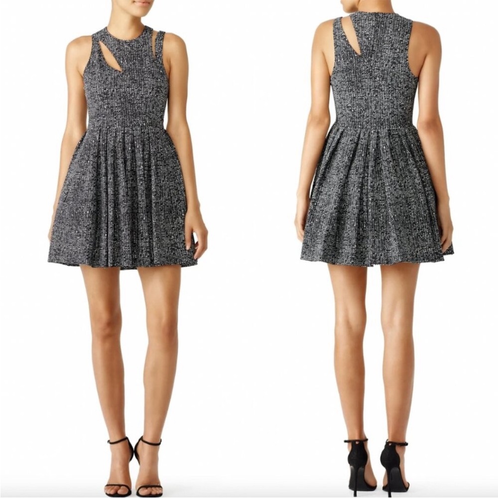 BOGO! Cinq a Sept Pandora Mini Fit & Flare Cutout Black & White Print Size 8